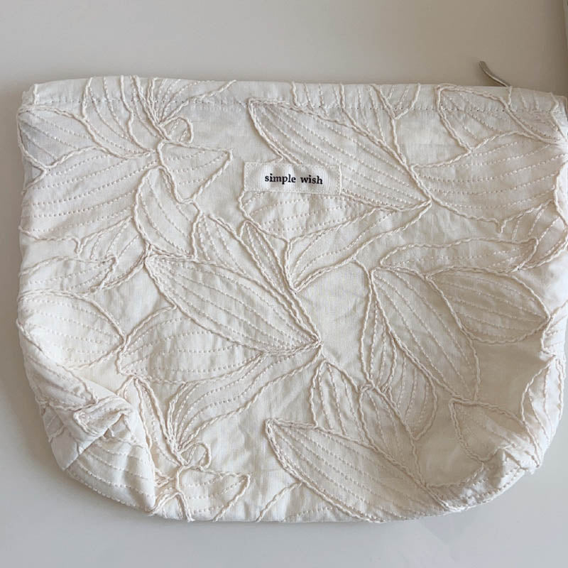 Flower Embroidered Cosmetic Bag - DippedShop Wholesale - #6211