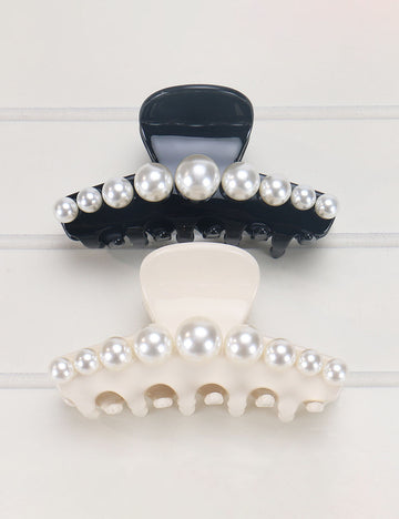 Vintage Big Pearl Acetate Hair Claw MK2PPM6W6HCP356