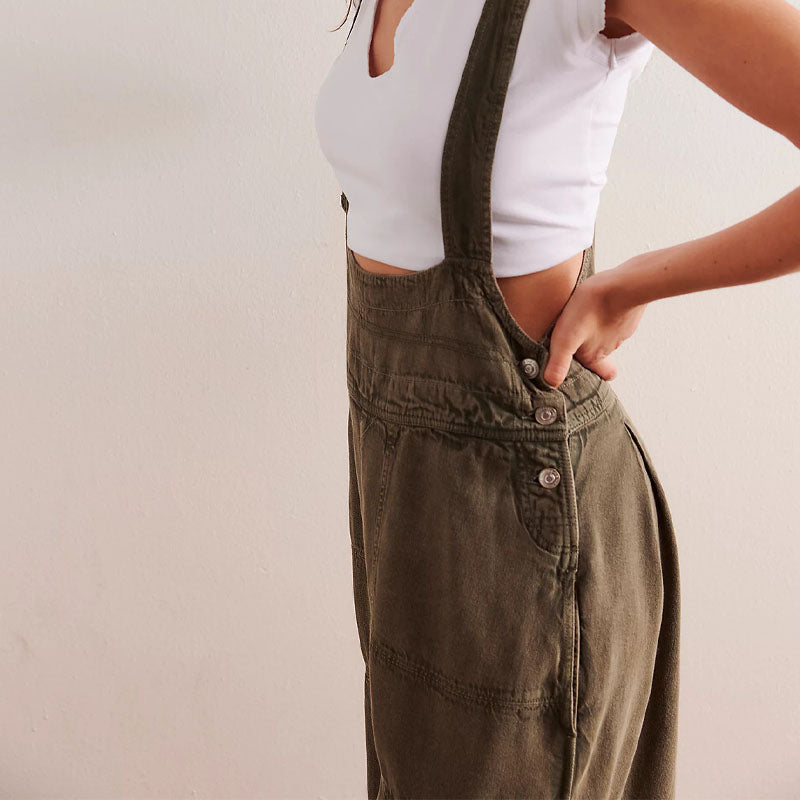 Trendy Loose Barrel Leg Adjustable Strap Overalls DP25G675