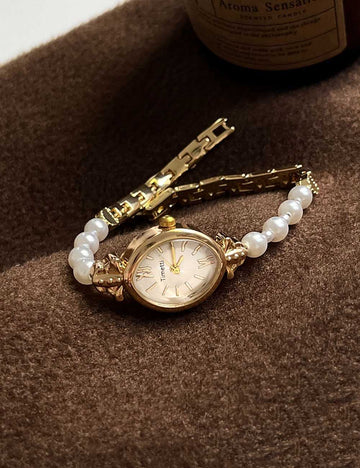 Fashion Small Dail Pearl Bracelet Quartz Watch DP25E448