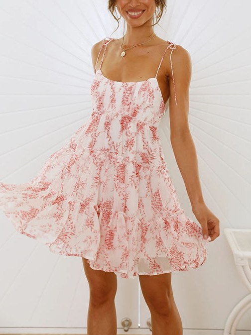 Sexy Floral Print String Strap MIni Dress DP25C475