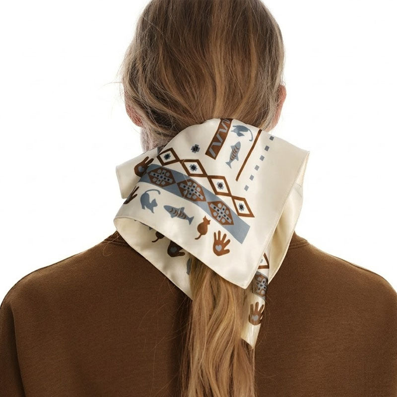 Printed Square Hair Scrunchie - DippedShop Wholesale - #8579