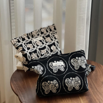 Butterfly Embroidered Square Cosmetic Bag  DP25C705