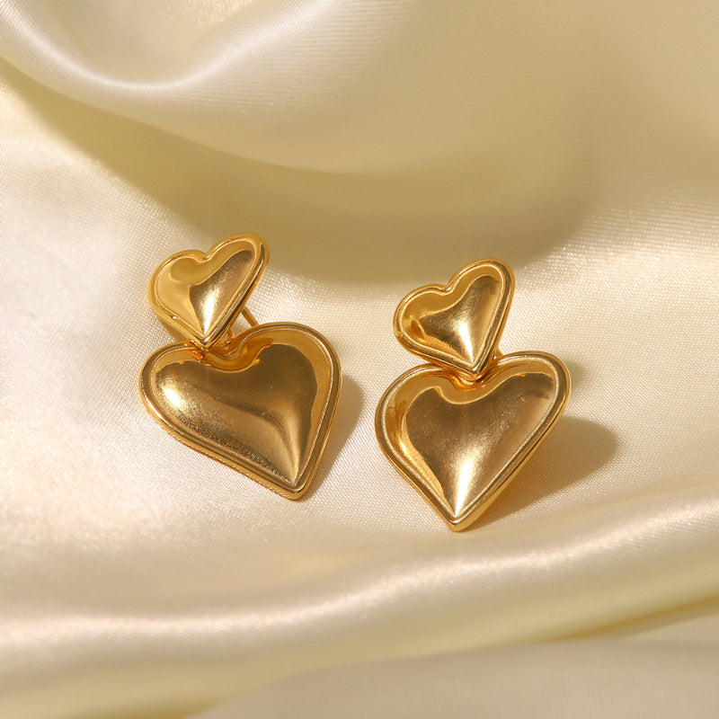 Plated Love 18k Gold Pendant Simple Earrings DPJE1284