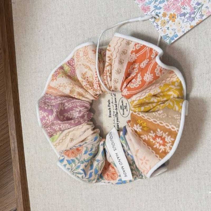 Flower Patchwork Hair Scrunchie - DippedShop Wholesale - #7507