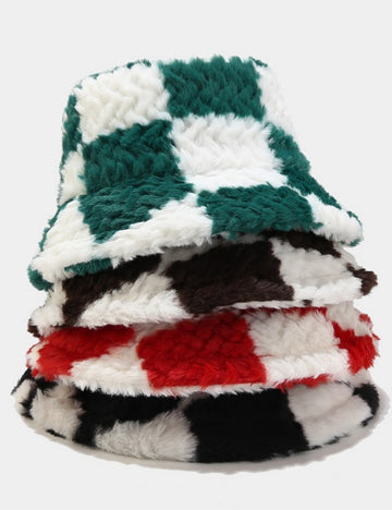 Checker Contrast Color Thicken Bucket Hats DPBH0312