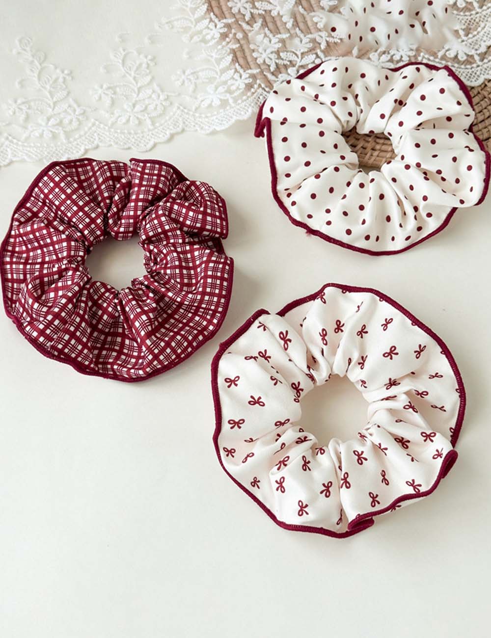 Plaid Polka Dot Scrunchie - DippedShop Wholesale - #1363