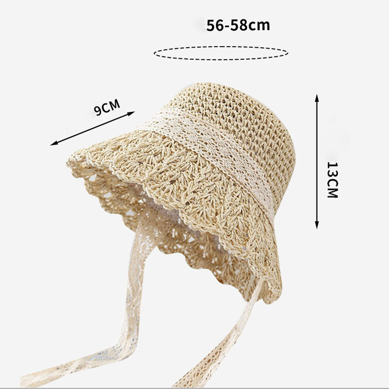 Hollow Lace Straw Bucket Hat - DippedShop Wholesale - #8019