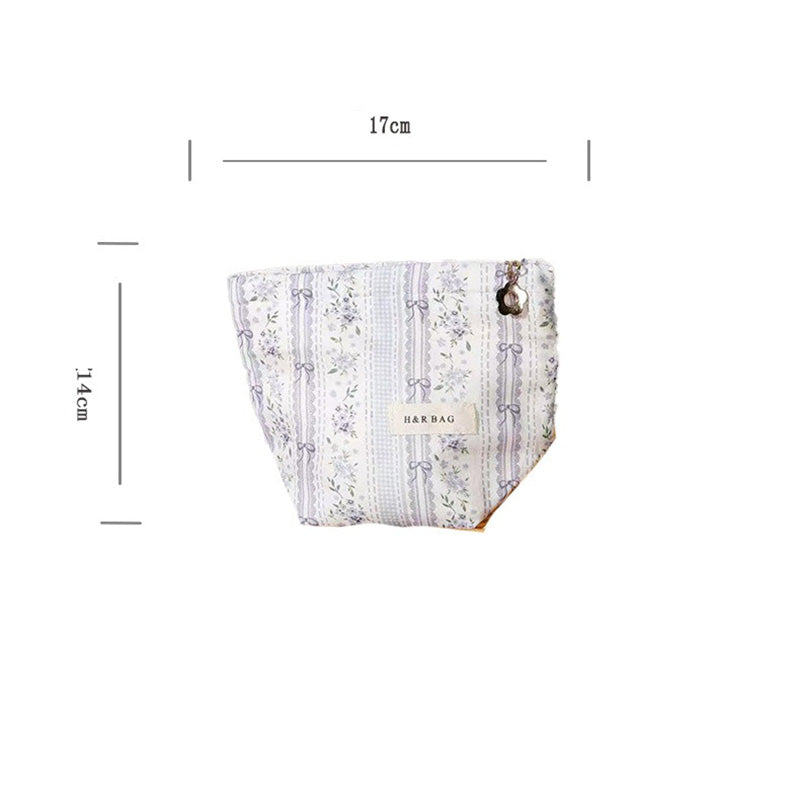 Lavender Floral Striped Portable Cosmetic Bag MK2BW6W10BOB419