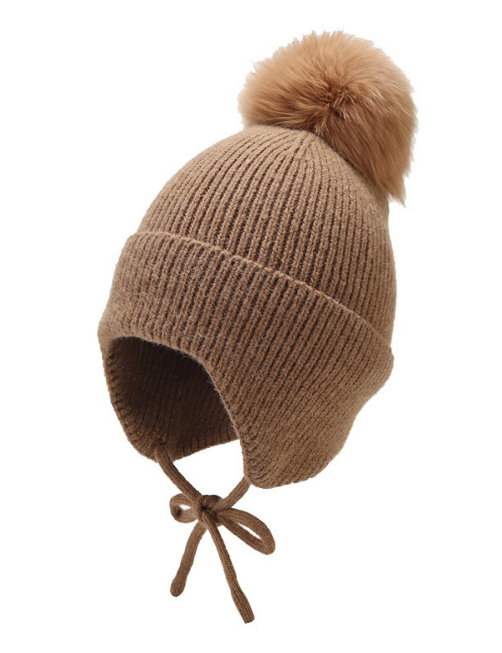 Solid Color String Tie Knit Pom Beanie DPKB0304