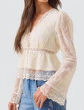 Elegant Lace V-Neck Top - DippedShop Wholesale - #6291