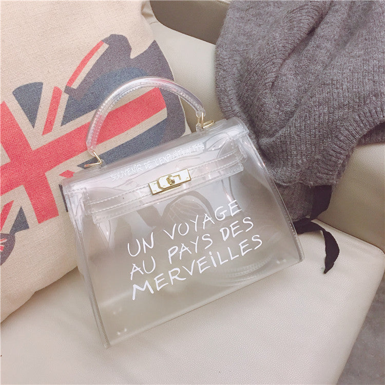 Trendy Letter Print Jelly PVC - DippedShop Wholesale - #7635