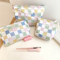 Frensh Floral Plaid Travel Portable Cosmetic Bag MK2BW6W10BOB382