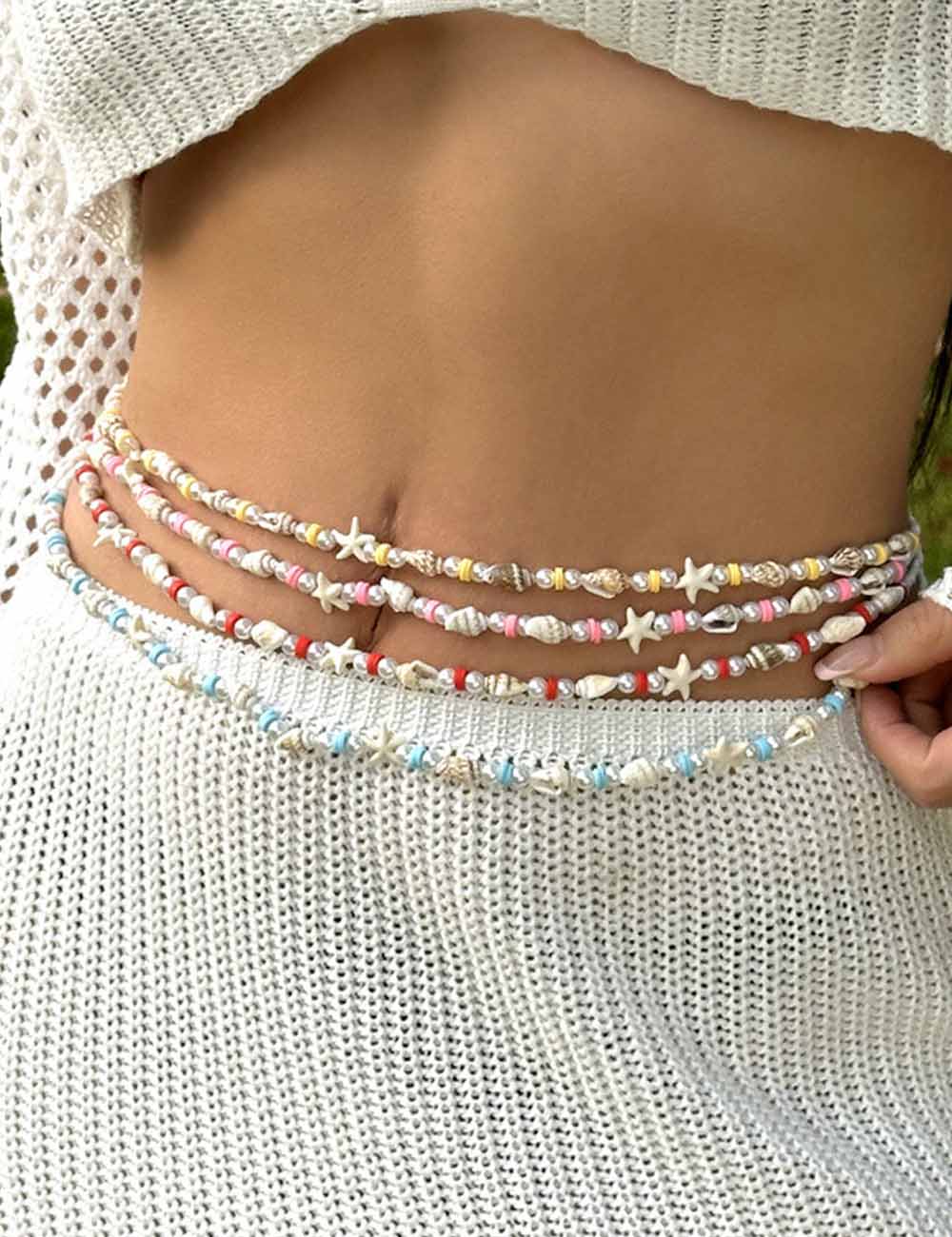 Boho Natural Stone Beaded Chain Waist Chain 8ZA6JBC87T
