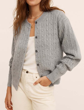 Simple Cable Knit Button Down Loose Cardigan DP25F720
