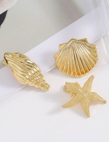 Minimalist Starfish Shell Gold Plated Hair Claw MK2MBEP6W6HCP369