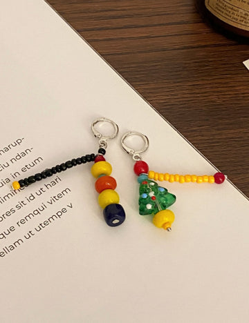 Colorful Beaded Cute Christmas Drop Earrings DPJE1924