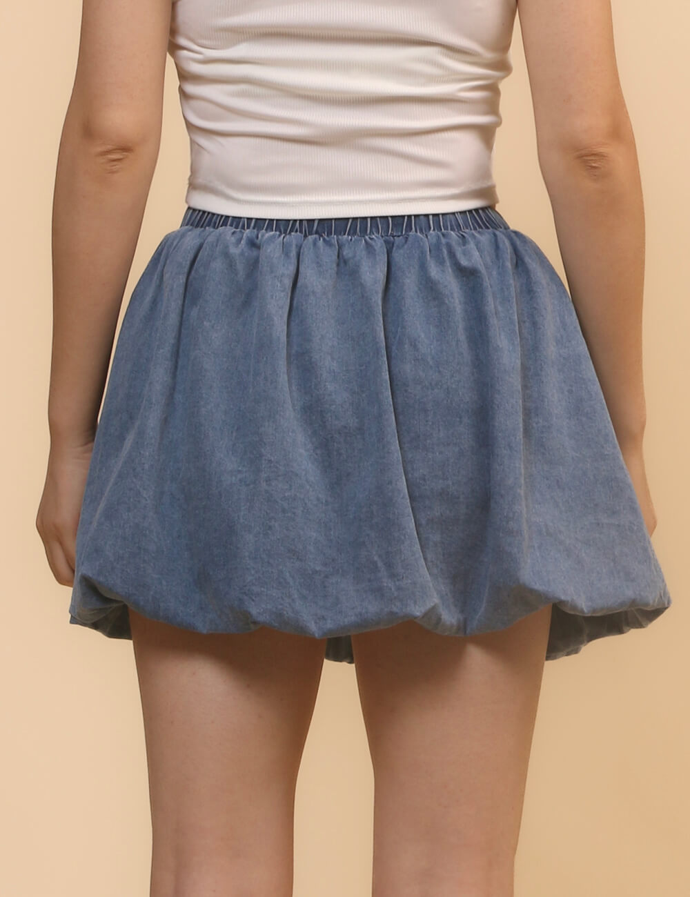 Floral Denim Bubble Skirt - DippedShop Wholesale - #8195