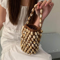 Beaded Woven Bucket Bag - DippedShop Wholesale - #5091