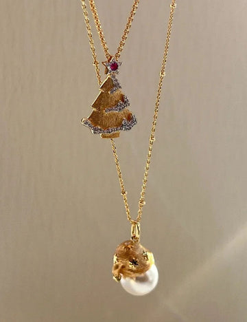 Trendy Rhinestone Christmas Tree Pendant Necklace DP25G783