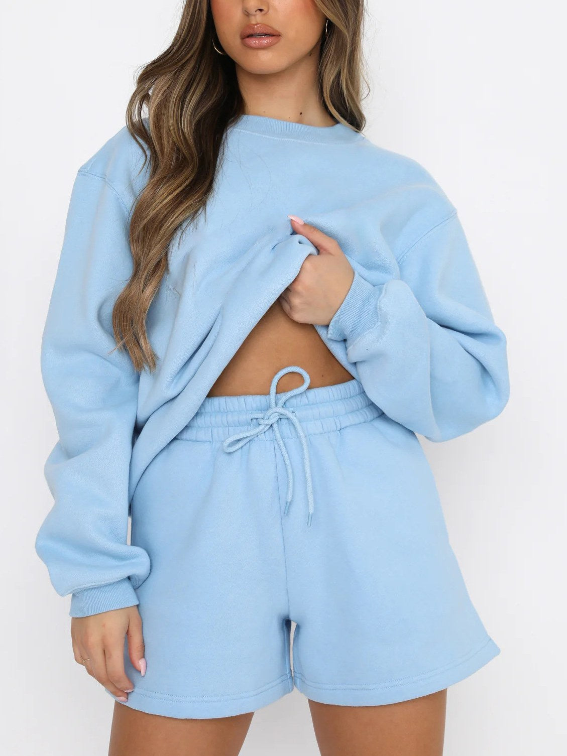 Solid Sweatshirt Short Set - DippedShop Wholesale - #7427