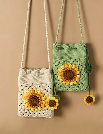 Handmade Crochet Sunflower Crossbody Shulder Bag MK2CCR6W10BBG432