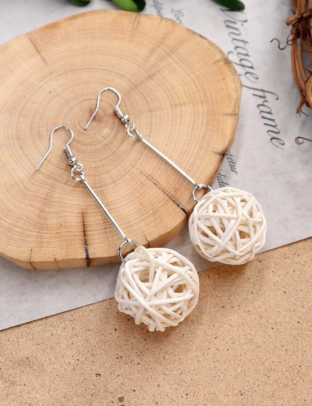 Vintage Rattan Dangle Earrings - DippedShop Wholesale - #5939