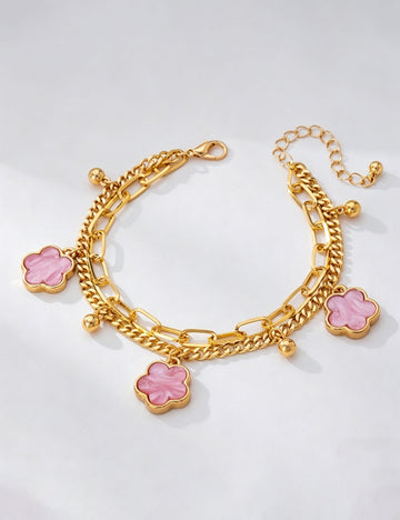 Trendy Gold Plated Four Leaf C - DippedShop Wholesale - #5235
