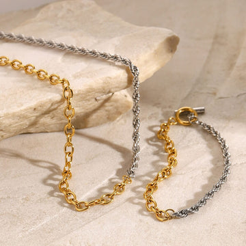 Trendy OT Buckle Color Block Chain Necklace DP25B768