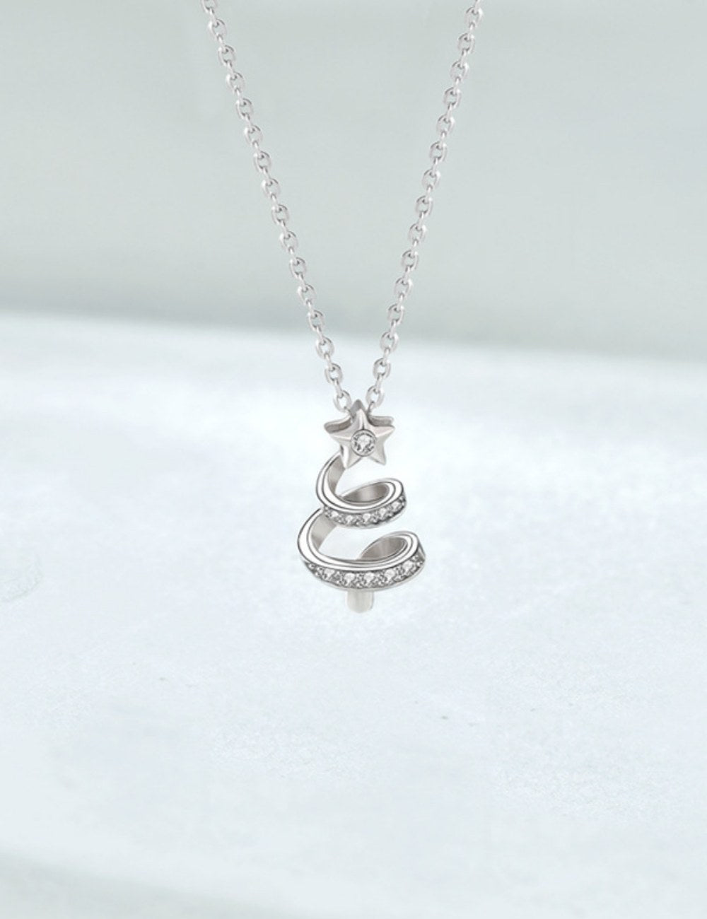 Line Zircon Christmas Tree Simple Necklace DPJN2026