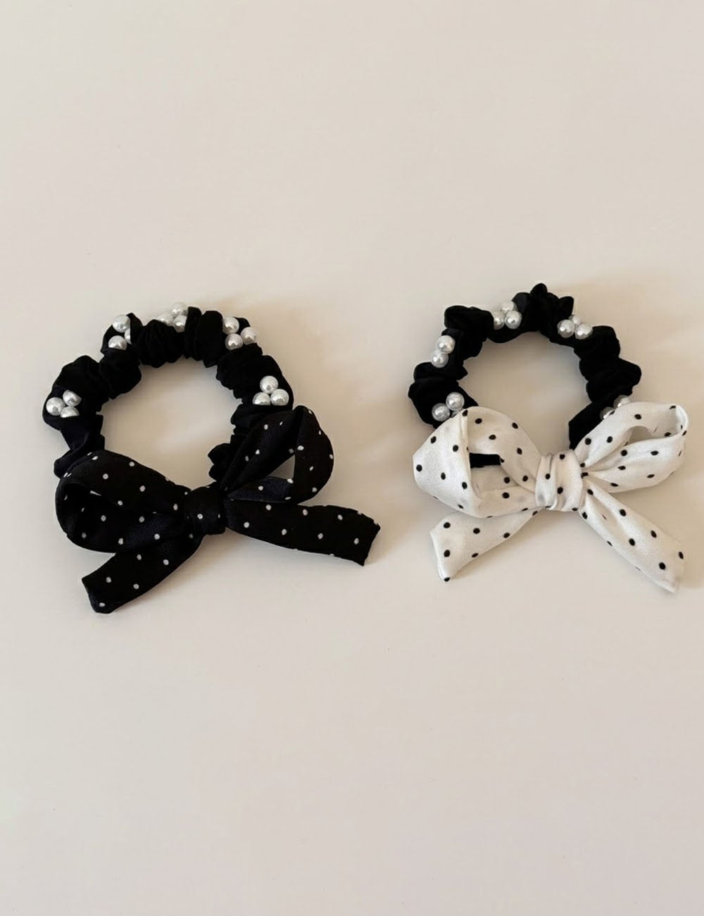 Bowknot Pearl Polka Hair Tie - DippedShop Wholesale - #2803
