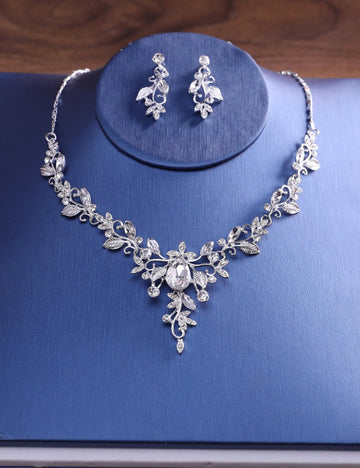 Simple Rhinestone Leaf Decoration Jewelry Set DPJS1212