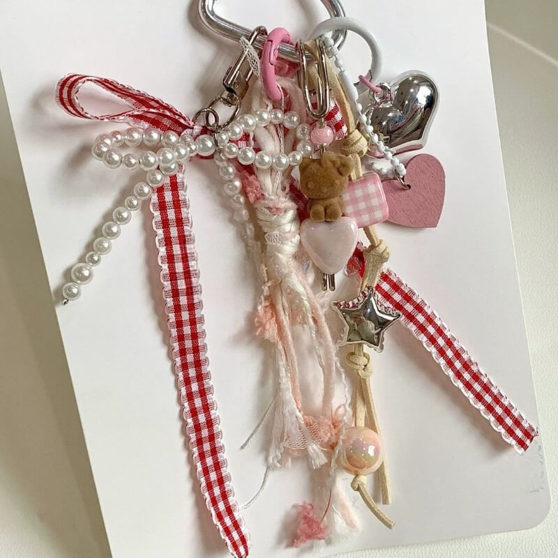 Cute Plush Cat Bow Tassel Bag Charm DP25C781