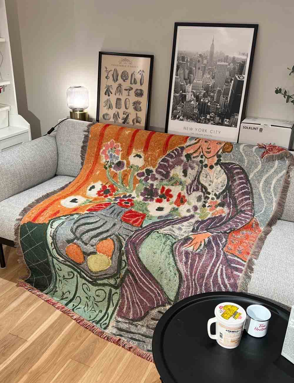 Cozy Artistic Print Tapestry Sofa Throw Blanket DP25F923