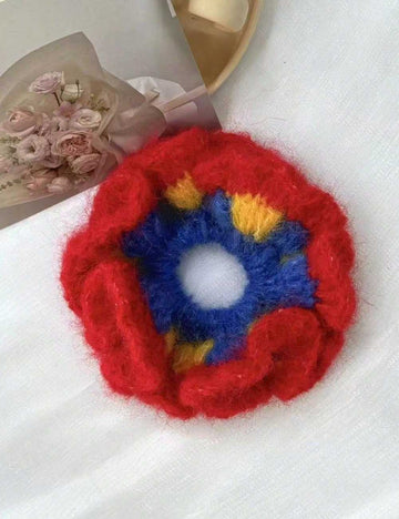 Color Contrast Handmade Knit Scrunchies DP25F947