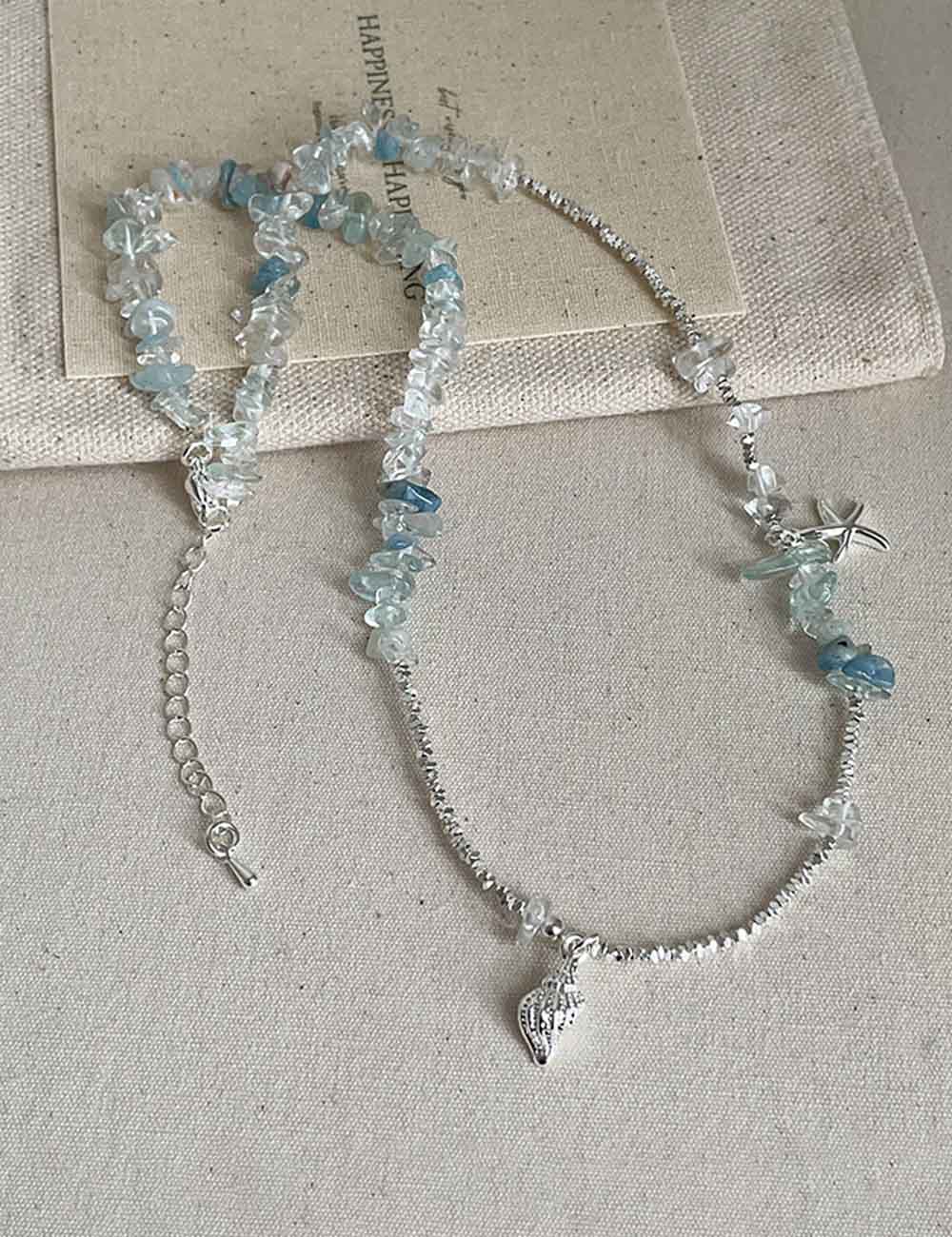 Crystal Shell Pendant Necklace - DippedShop Wholesale - #6355