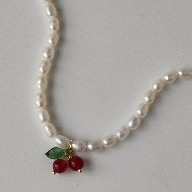 Retro Pearl Cherry Choker - DippedShop Wholesale - #2515