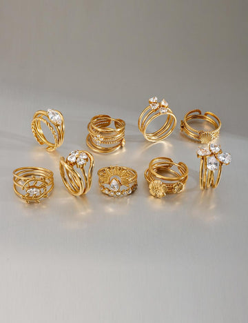 Zircon Layered Adjustable Wide Ring DP25F469