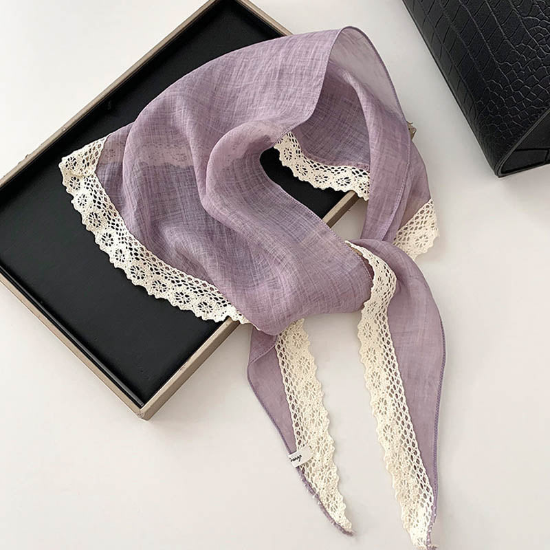 Elegant Lace Trim Breatheable Triangle Head Scarf MK2BW6W6NSI14