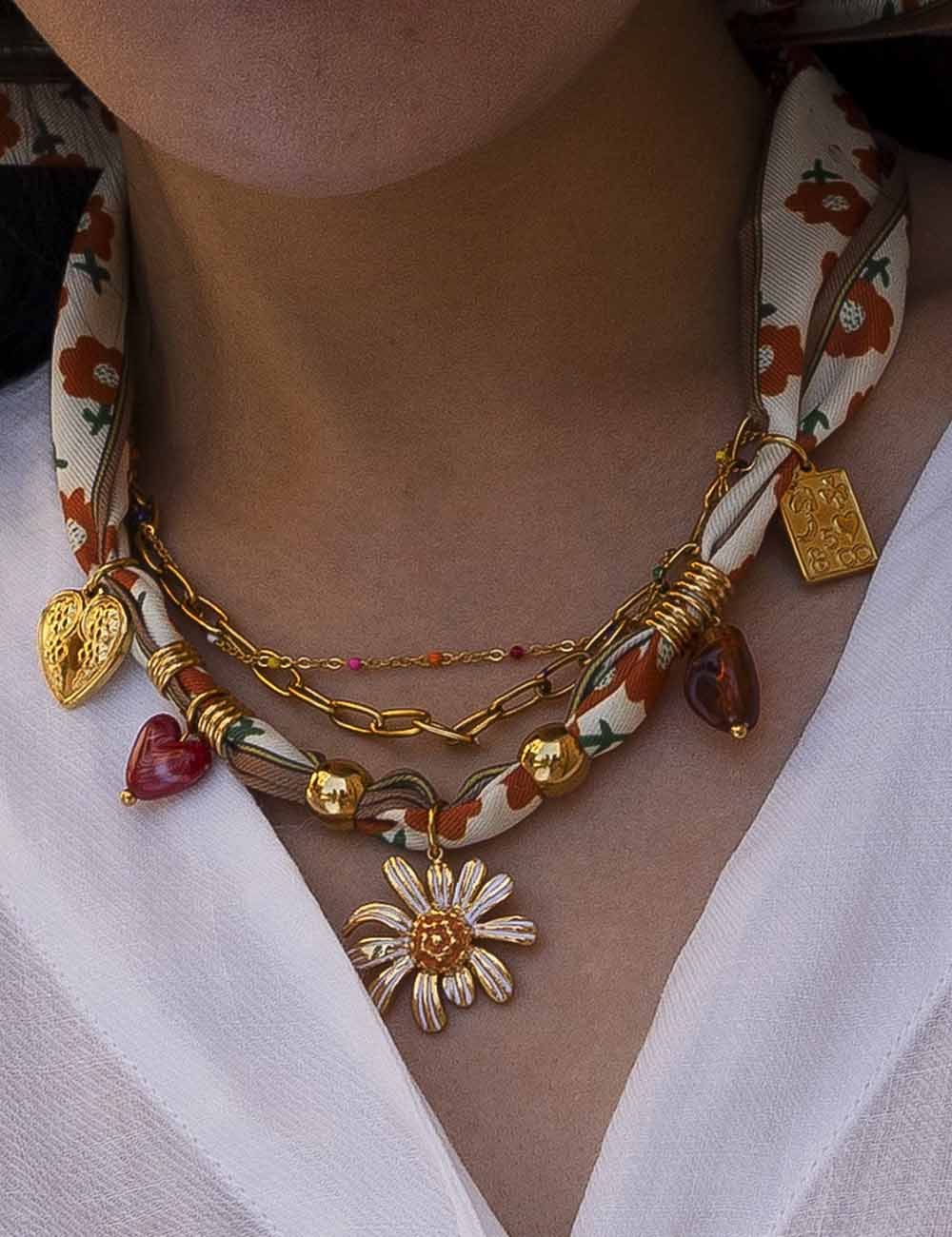 Vintage Flower Scarf Necklace - DippedShop Wholesale - #1523