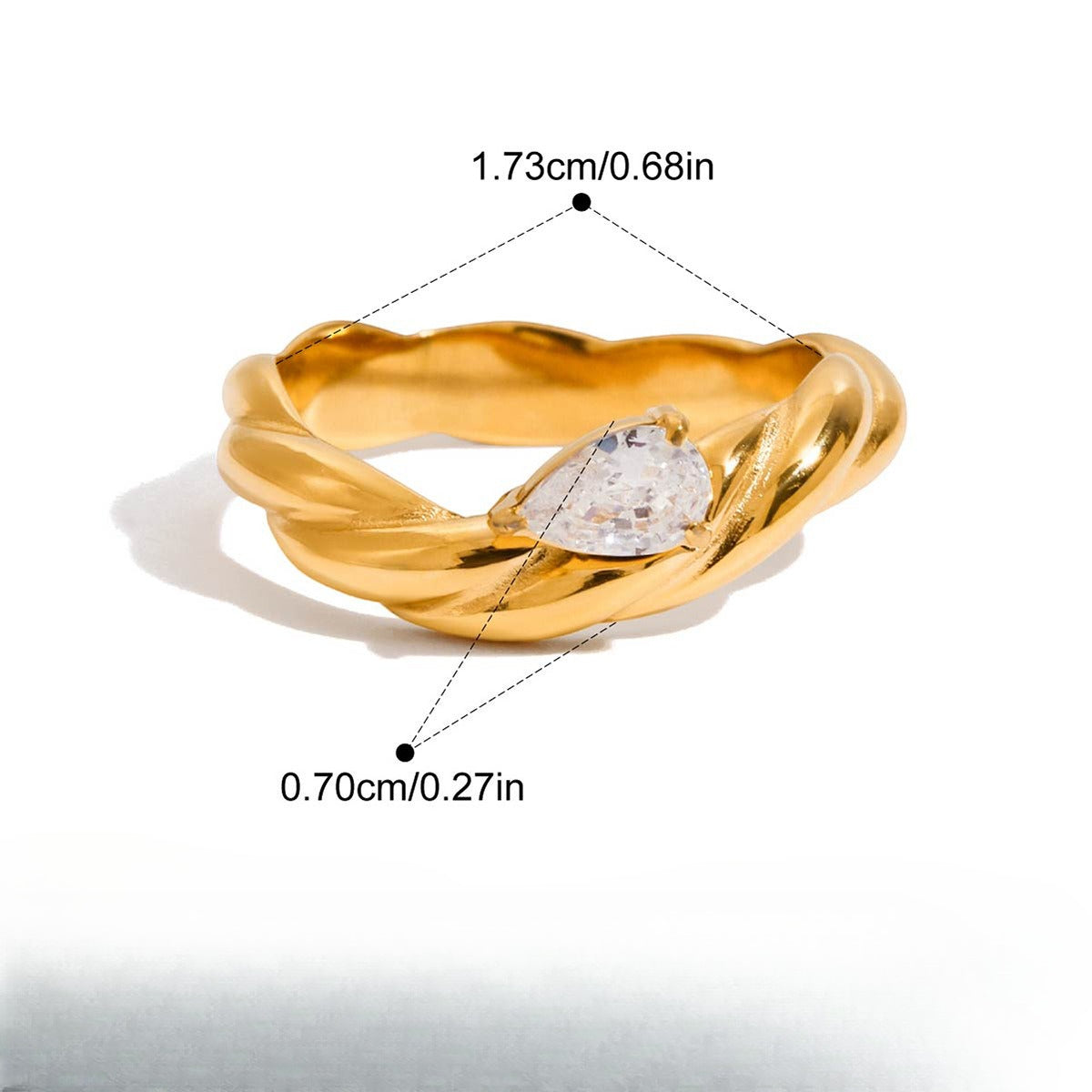 Trendy Gold Plated Twist Zirco - DippedShop Wholesale - #3667