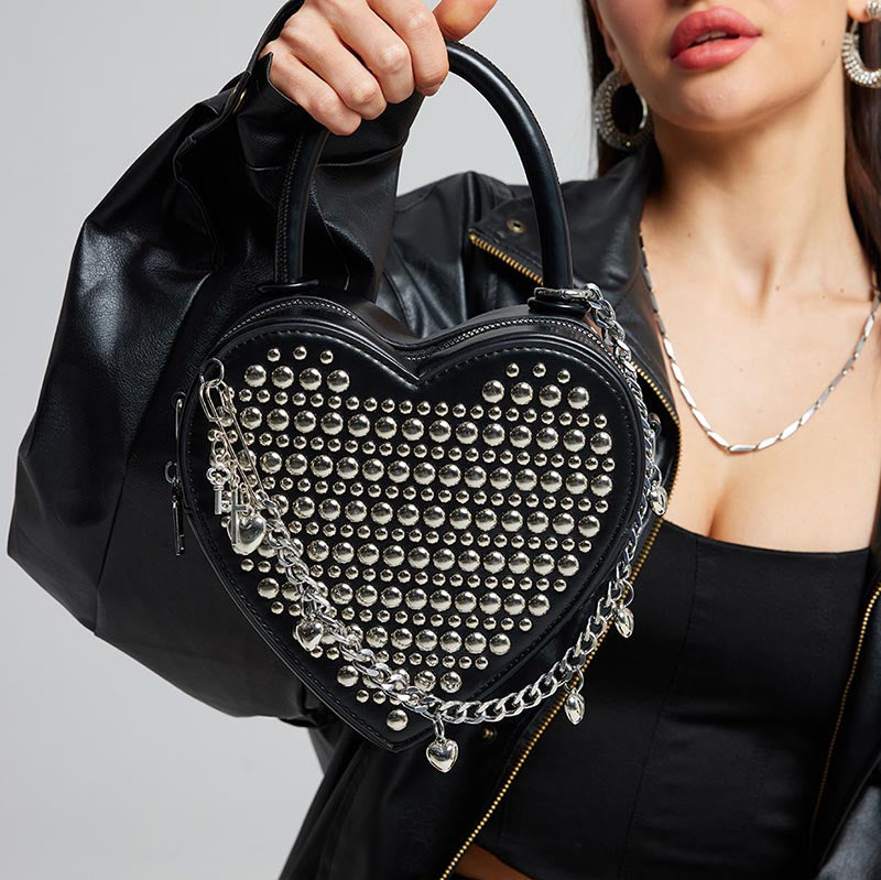Punk Studded Heart Handbag - DippedShop Wholesale - #8835