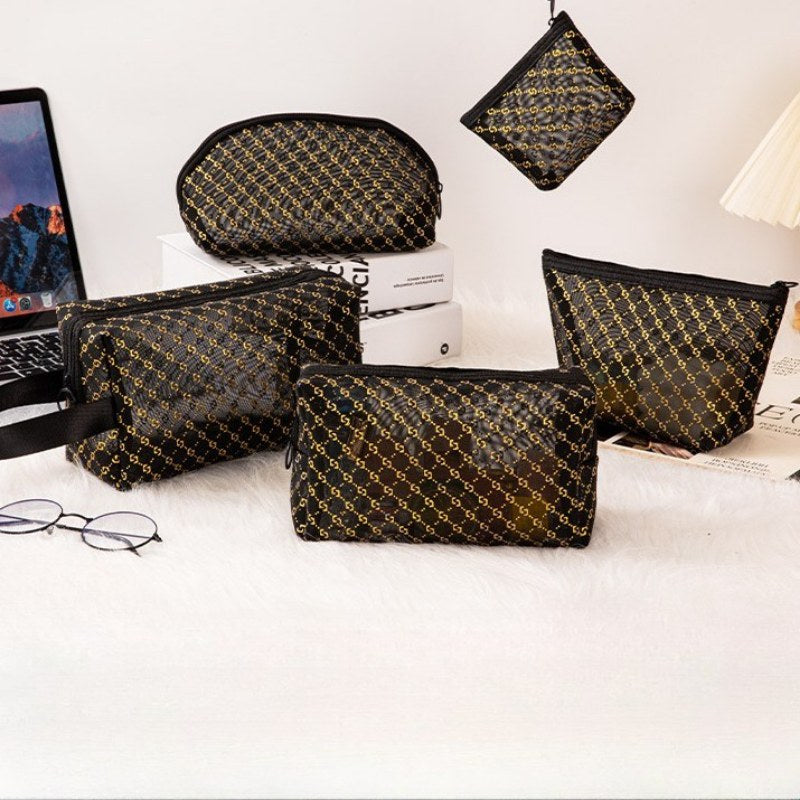Simple Gold Mesh Portable Make Up Bags DP25C621