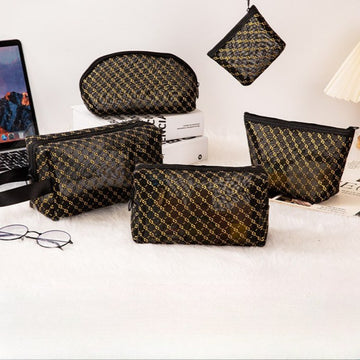 Simple Gold Mesh Portable Make Up Bags DP25C621