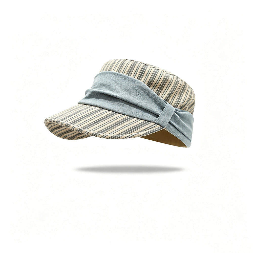 Striped Bow Foldable Wide Brim Hat 6W6HAT791