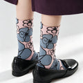 Floral Embossed Crew Socks - DippedShop Wholesale - #5203