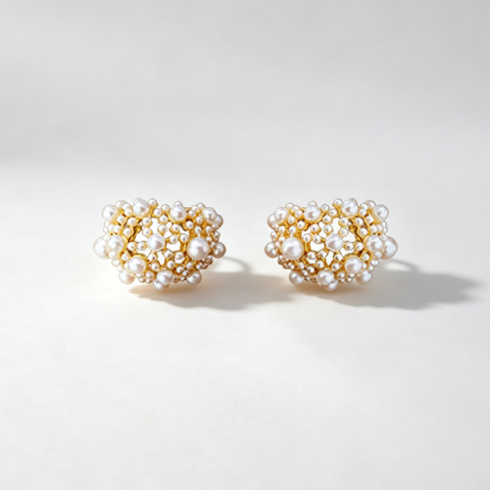 Vintage Hollow Out Pearl Cluster Hoop Earrings 6W6JER716