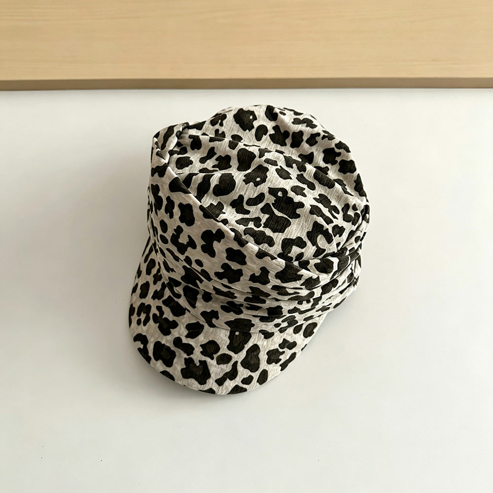 Fashion Ruched Leopard Print Flat Baseball Cap 6W6HAT795