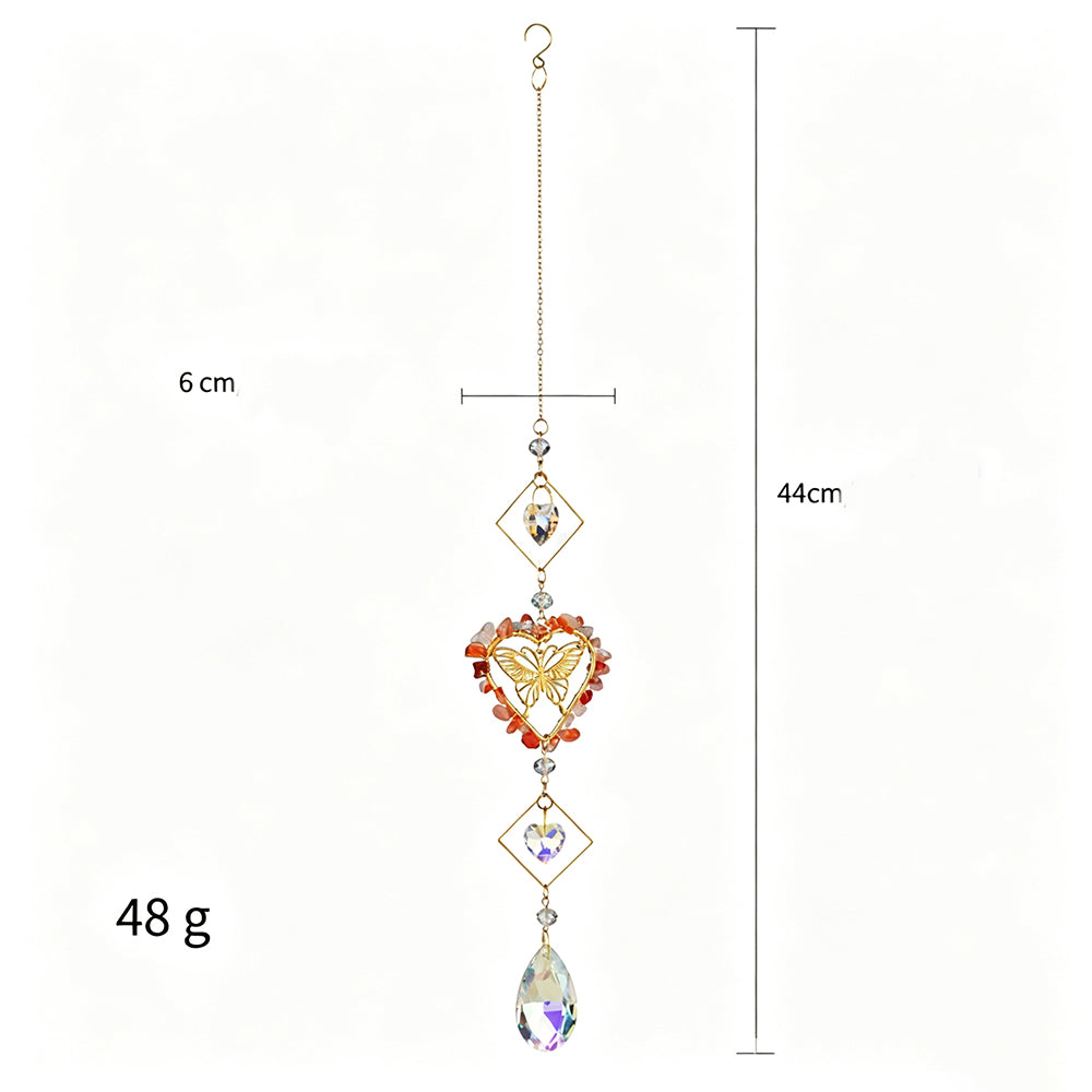 Crystal Stone Wrapped Heart Butterfly Hanging Suncatcher 6H7HLS213