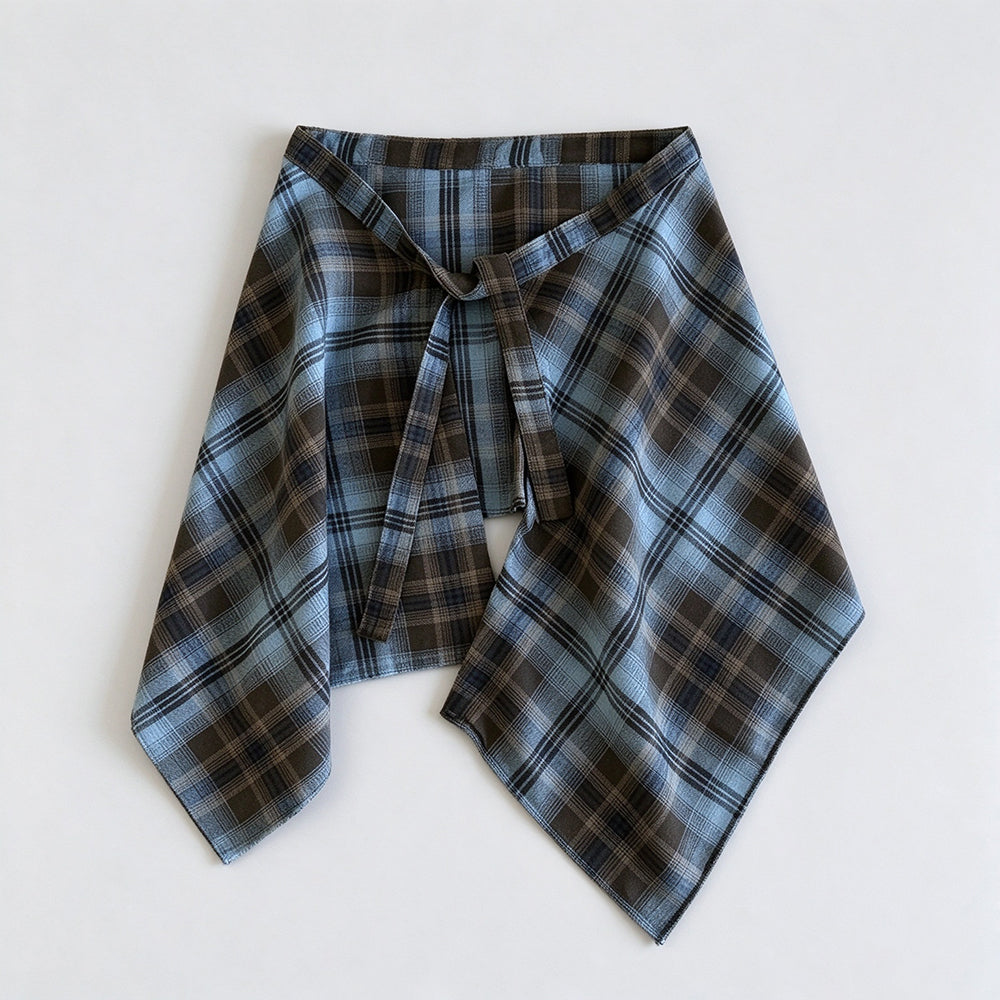 Fashion Plaid Half Skirt Tie Waist Hip Scarf 6W1SL43